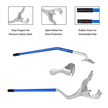 Goplus Tire Changer, 17.5" to 24" Steel Tire Mount Demount Tool Kit, Tubeless Truck Bead Breaker Manual Tire Changing Tools (Blue)