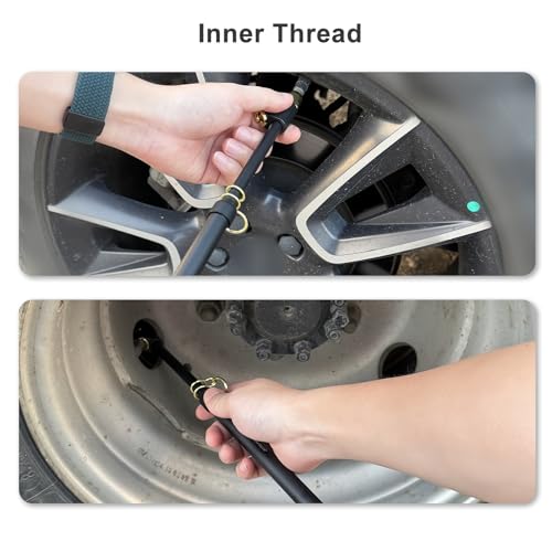 UHARBOUR Dual Head Tire Pressure Gauge 10-150PSI, 12 Pcs Heavy Duty Semi Truck Tire Pressure Gauge 1-10 Bar, Air Pressure Gauge for Tires Extended Tube for Semi Truck, RV, Car, Motorcycle