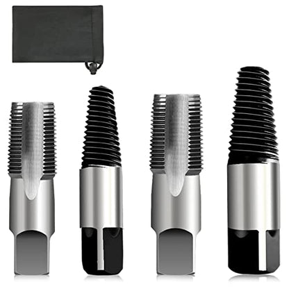 4 Pcs 1/2" - 3/4" Water Pipe Extractor NPT Taps Set, Water Pipe Triangle Valve Repair Kit, Manual Broken Pipe Remover Thread Repair Tool with Storage Case Bonus a Pipe Seal Tape, Carbon Steel - size: B 1/2" - 3/4"