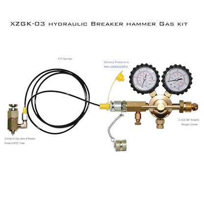 XZT GK-03 Hydraulic Nitrogen Gas Charging and Pressure Test Kit for JCB Hydraulic Breaker Hammer