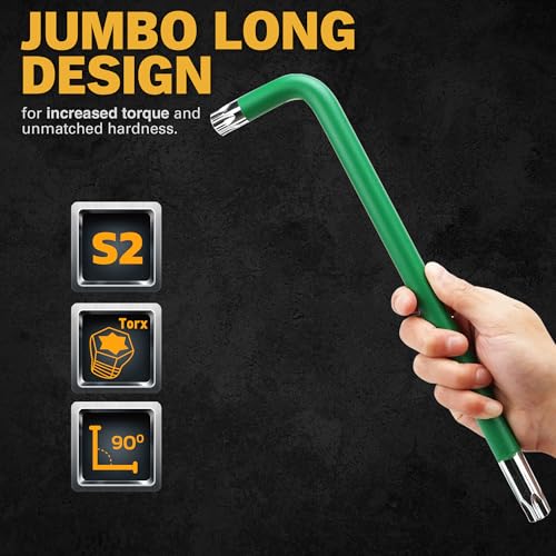 ELEAD Jumbo Torx Key Wrench Set | 13-Piece Durable S2 Star Keys | L-Shaped Long Arm Design | Sizes T10 to T80 | Automotive | Mechanic | Furniture | Professional Grade Tools - style: 13PCS Jumbo Torx Star