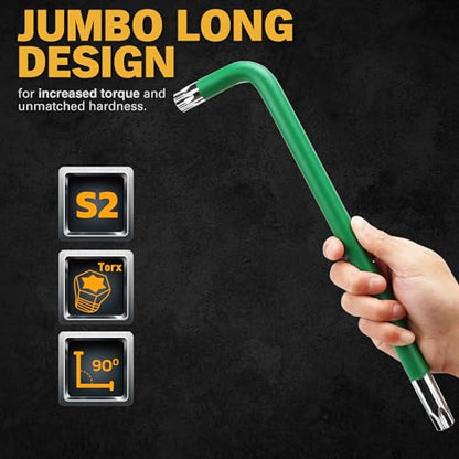 ELEAD Jumbo Torx Key Wrench Set | 13-Piece Durable S2 Star Keys | L-Shaped Long Arm Design | Sizes T10 to T80 | Automotive | Mechanic | Furniture | Professional Grade Tools - style: 13PCS Jumbo Torx Star