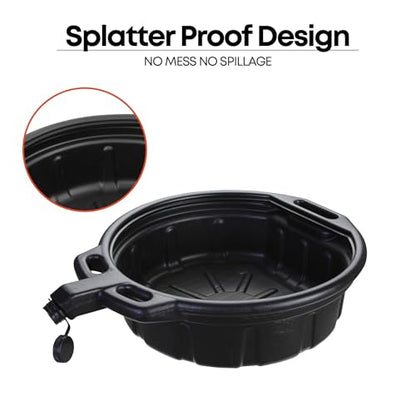 Groz 2 Gallon Oil Drain Pan with Anti-Spill Cap, HDPE Chemical-Resistant Construction, Large Spout for Easy Pouring, Stackable Design (41965) - size: 2 Gallon