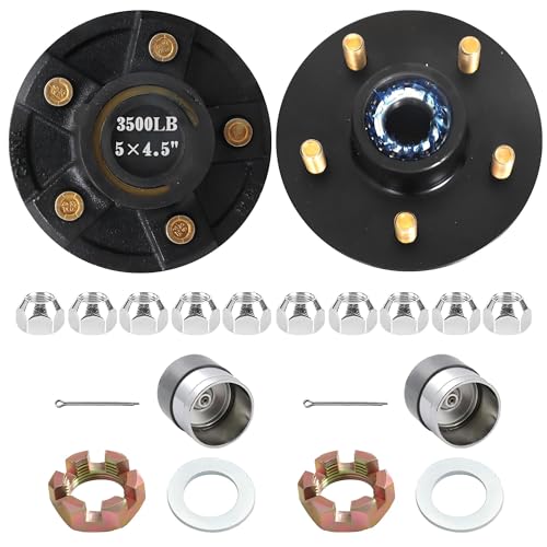 3500LB Trailer Hub Kit 5x4.5 Bolt Pattern with Bearing Dust Caps & Pre-Greased for #84 Spindle - color: Black-20