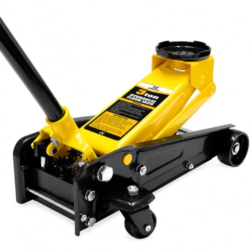 Jack Boss 3 Ton Low Profile, Aluminum and Steel Racing Floor Jack with Dual Pistons Quick Lift Pump for Sport Utility Vehicle, Lifting Range 3-15/16" min to 18-5/16" max, Net Weight 58.5 lb, Red - size: 3T