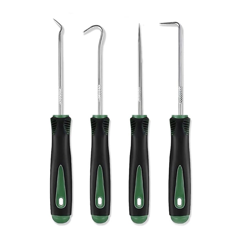 4pcs Pick And Hook Set with Non-Slip Handle Oil Seal Screwdriver to Remove Small Fuses, Wire Plugs And O Rings (Green) - color: Green