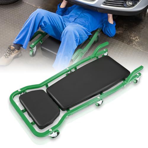 Mechanic Creeper, Low Profile Under Car Rolling Creeper with Padded Headrest and 3 Swivel Casters, 300 Pounds Capacity, 42" L x 18" W, Green