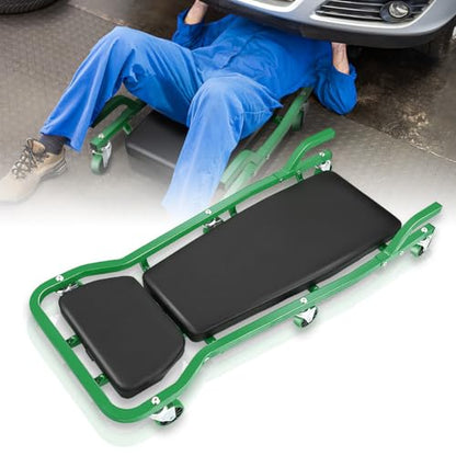 Mechanic Creeper, Low Profile Under Car Rolling Creeper with Padded Headrest and 3 Swivel Casters, 300 Pounds Capacity, 42" L x 18" W, Green