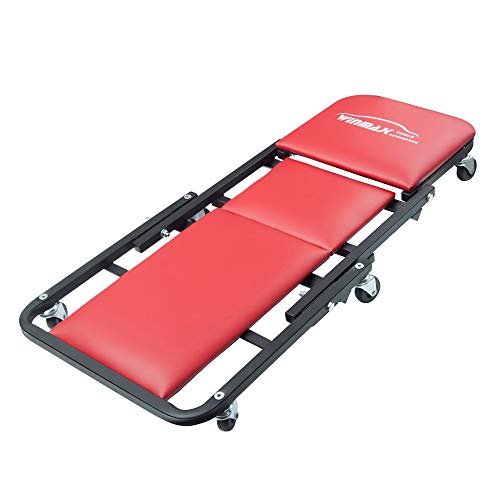 WINTOOLS 41" Foldable Heavy Duty Z Creeper Seat Rolling Chair Mechanics Garage 2 in 1 Work Bench