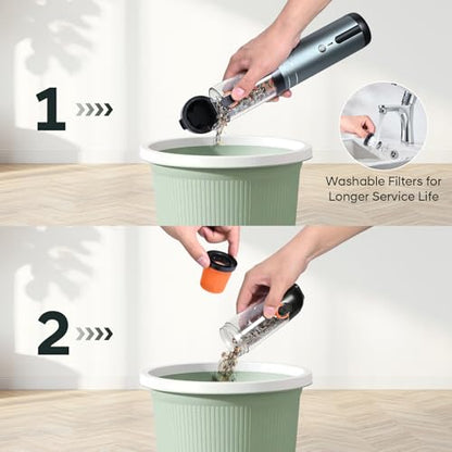 7-in-1 Aluminum Alloy Wireless Car Vacuum Cleaner, 20kPa Strong Suction Handheld Vacuum, Portable with Smart Digital Display, 2 Suction Modes for Car, Desk, Keyboard and Small Spaces（Cyan）