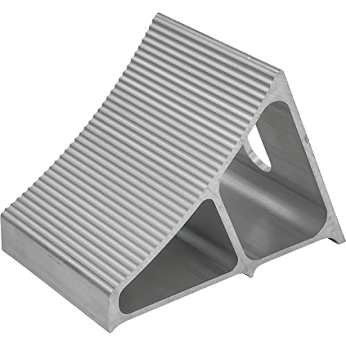 Buyers Products WC7118A Aluminum Wheel Chock with Ribbed Slope, 6 x 8.75 x 5.86 Inch, Added Security for Chocking Semi Trailers and Trucks, Ideal for Snow and Ice Conditions