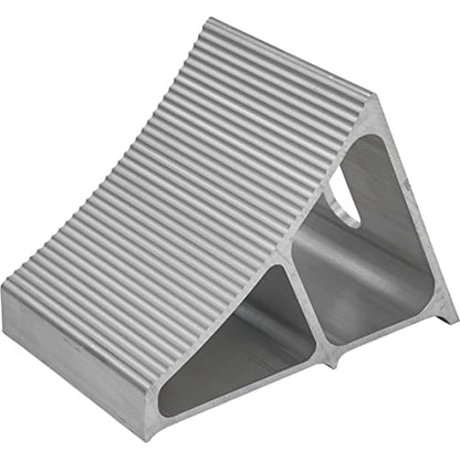 Buyers Products WC7118A Aluminum Wheel Chock with Ribbed Slope, 6 x 8.75 x 5.86 Inch, Added Security for Chocking Semi Trailers and Trucks, Ideal for Snow and Ice Conditions