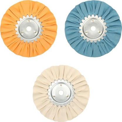 8" Airway Buffing Wheel Kit, 3Pcs Aluminum Wheel Polishing Kit in Diameter 5/8 inch Arbor Hole, 16 Ply Fine, Aluminum Metal Polishing Wheel Kit for Angle Grinder Mirror Finish(White/Orange/Blue) - style: 3pcs: fine/medium/coarse