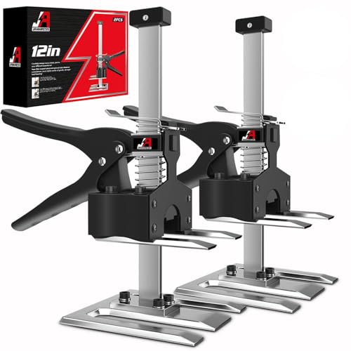 2 Pack Labor Saving Arm Jack Handle, 6.69 Inch Lift Height 440LBS Multifunctional Handheld Lifter Tool, Furniture Jack Height Adjuster for Cabinet Wall Tile Construction Installation - color: Black/White