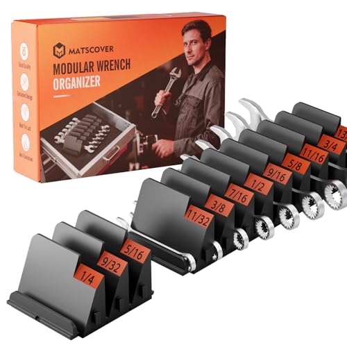 Matscover 32PCS Modular Wrench Organizer Wrench Holder, for Tool Box, Black | Wrench Tool Organizers, for Tool Drawer Storage, Wrench Storage Set, with Metric & SAE Label, for Professional Mechanics Men - size: Without Magnetic
