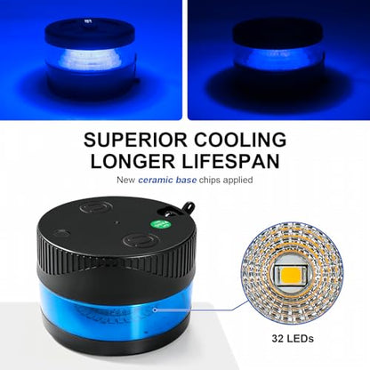 Magnetic Wireless Beacon Light, USB-C Rechargeable LED Strobe Lights for Truck, Mini Portable Flashing Emergency Safety Warning Light for Volunteer Firefighter POV Highway Hero IP67 Waterproof, Blue - color: Blue