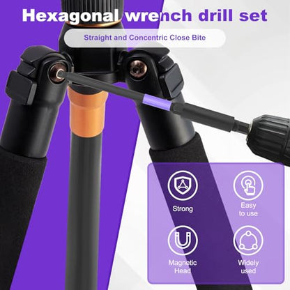 40Pcs Allen Wrench Drill Bits Set,Metric & SAE Hex Key Impact Driver Bits,S2 Steel Magnetic 1/4" Hex Shank with Extension Bar,Long Reach Screwdriver Bits Set for Power Tools Includes 2" & 4"Lengths - color: Purple+orange