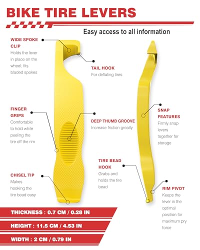 Bike Tire Levers, Ultra Strong Tire Levers Don't Hurt The Tire, Non-Slip and Save Effort, Tire Spoons for Mountain Bike and Road Bike, Easy Bike Tire Removal Tool - color: yellow-4
