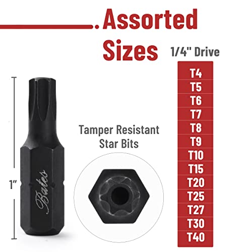 Bates Tamper Proof Torx Bit Set - 13 Piece T4-T40 Torx Security Bit Set - size: 13 pcs, T4-T40, style: Torx Bit Set