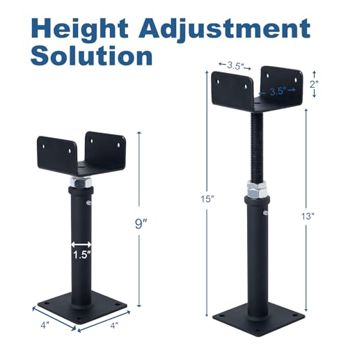 4 Pack U-Shaped Floor Jack, Heavy Duty Adjustable Steel Telepost with U-Head for 4x2, 4x4, 4x6 Joists, 9-13 Inch Adjustment Range, Screw Jack Post for Beam Support & Leveling - size: 9-13