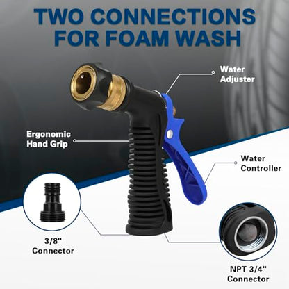 anngrowy Car Wash Foam Gun Soap Car Wash Foam Cannon for Garden Hose Foam Sprayer Car Wash Soap Foam Gun Hose Foam Cannon Blaster Hose Foam Cannon Gun Quick Connector to Any Garden Hose (Blue) - color: Blue