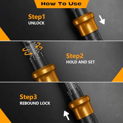1/2-Inch Drive Click Torque Wrench Set – 15–165 ft-lb / 20–220 Nm, ±3% Precision, Dual Scale, Reversible Head for Car, Tire, and Motorcycle Use