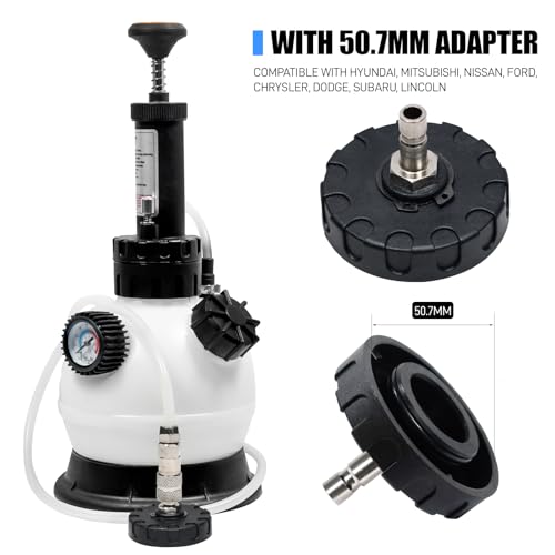 SMOTIVEPRO 2L Manual Brake Bleeder Fluid Pump, One Man Professional Brake Bleeder Kit Suitable for Hyundai,Mitsubishi,Nissan,Subaru,Chrysler,Dodge,Ford(Late Model) and Some Lincoln Cars - size: with 50.7MM adapter(Hyundai,Nissan,Subaru,Chrysler