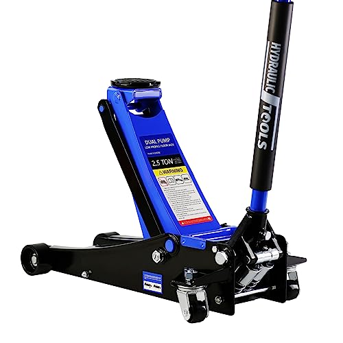 2.5 Ton Low Profile Floor Jack Hydraulic Jack Heavy Duty Steel Floor Jack with Dual Piston Quick Lift Pump 2.5 Ton (5000 lb) Capacity Lift Range 3.5"-19.5" Blue - color: Blue 2.5T Dual Pump 3.5"-19.5"