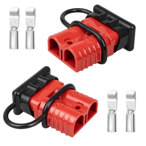 RED WOLF 175A Battery Quick Connector 1/0-4 AWG Jumper Cable Plug Flame-Retardant Anderson Type SB175 Plug Outdoor Power Quickly Connect/Disconnect Kit for Electrical System Trailer RV, 2 PCs Red - size: 175A, style: 2 PCs Red