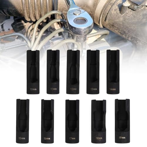 RULLINE 10Pc Flare Nut Socket Set – 1/2" Drive, SAE/Metric | 10pcs Upgraded Steel Flare Nut Socket Set for Automotive and Mechanical Applications 1/2" square drive - size: 10pcs