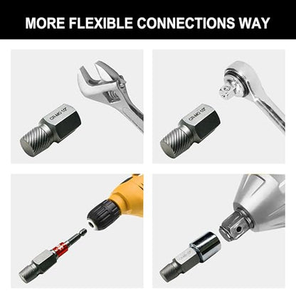 15PCS CR-MO Screw Extractor Set – 3/8" Hex Drive Multi-Spline Easy-Out Kit for Broken, Stripped, Rounded Screws/Bolts, Broken Bolt Remover，Includes Adapter & Blow-Molded Case (1/8"-1/2") - color: 15pcs-screw Extractor