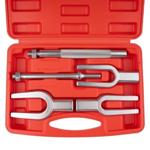 5pcs Ball Joint Separator Set | Tie Rod Removal Tool, 1-1/8", 15/16", 11/16" Pickle Fork Tool Set with Handle and Adapter for Pitman Arm Removal