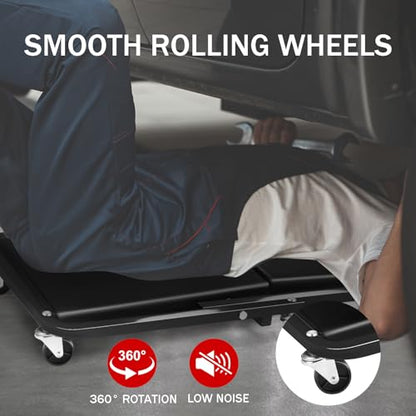 Foldable Z Creeper 2 in 1 Rolling Seat for Garage Shop Auto Repair | 36 inch Black Automotive Creeper for Workshop Warehouse 330LBS Capacity - style: 36inch-Black