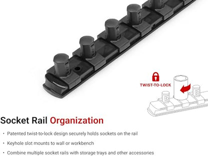 TEKTON 3/4 Inch Drive Socket Organizer Set | OST36224 - color: Black, size: (20-Tool), style: 2-Rail