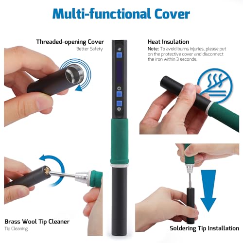 WEP 928D-IV Soldering Iron Kit with Fast Heating with C235 Tip, Dynamic Screen, Compact Digital Soldering Iron with Multi-Functional Cover, Type-C Powering, Sleep Mode, PD and QC Protocols - style: Basic Style