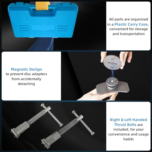 8MILELAKE 35pcs Disc Brake Caliper Tool Kit, Heavy Duty Disc Brake Piston Caliper Compressor Rewind Tool for Brake Pad Replacement, Fits Most American, European, Japanese Autos (Blue) - color: Blue