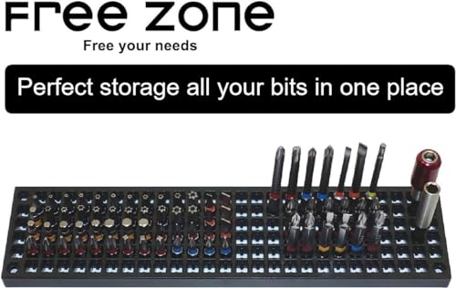 Free Zone Bit Organizer Set, 158-Hole 1/4" Hex Bit Toolbox Storage | Red; drive bit adapter & 1/2", 3/8", 1/4" socket holder compatible; anti-drop design; tools not included - color: Red