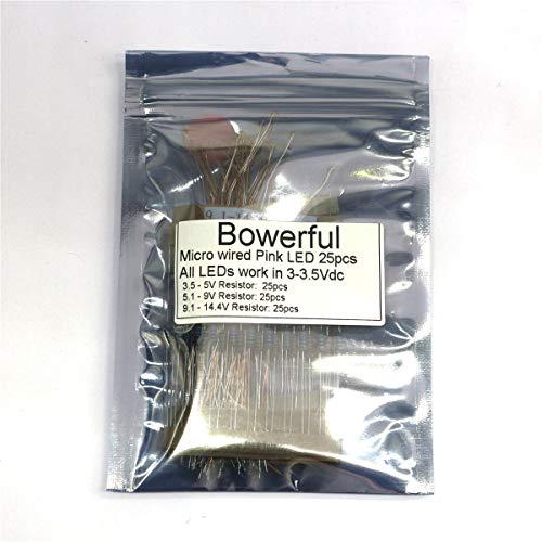 25pcs Pre-soldered Micro Litz Wired Leads Pink SMD Led 0603 + Muti-Resistor New - color: (7)Pink, size: 25pcs
