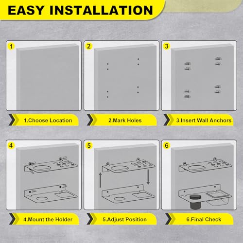 Coolant Funnel Kit Holder Storage Rack Includes 2 Plastic Removable Drip Cups, Wall Mount Fluid Drain Funnel Kit Organizer Bracket for Enclosed Race Trailers, Automotive Garage Shop, Black