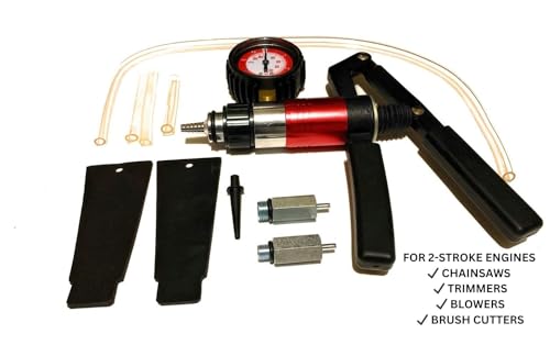 Pressure & Vacuum Leak Down Tester for 2-Stroke Engines | Diagnose chainsaw, trimmer, blower & water pump leaks. Gauge included. Pro mechanic tool.
