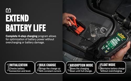 Battery Tender 4 AMP Battery Charger and Maintainer - Automotive Switchable 12V or 6V Smart Automatic for Cars SUVs and Trucks - Lead Acid, AGM, Gel, & Lithium Battery Charger - 022-0209-BT-WH