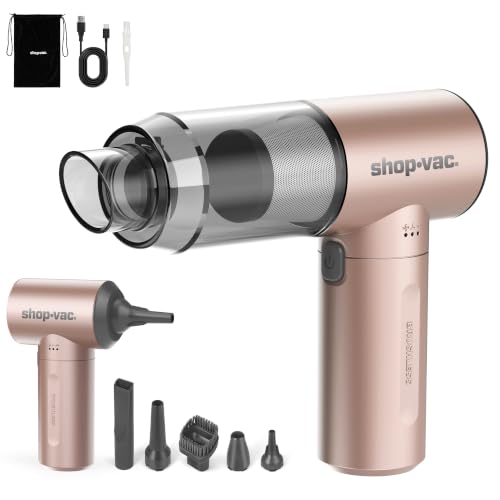 Shop-Vac S4 16000Pa Mini Handheld Car Vacuum Cleaner Cordless, Champagne | 3-in-1 Multi-Function, Brushless Motor, Multiple Nozzles, Rechargeable, for Car, Office, and Home Detail Cleaning - color: Champagne Gold