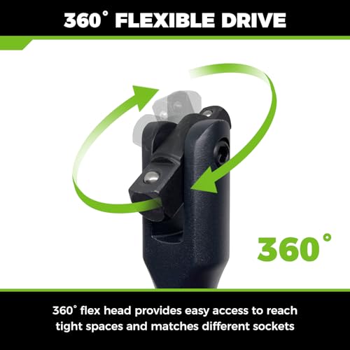 16in Dual Drive Breaker Bar 3/8 & 1/2 Swivel Head Cr-V Steel Black Coat | Spring detent ball, 360° rotating head, loosens rusted vehicle bolts, suitable for daily auto maintenance work - size: 16" Dual Drive