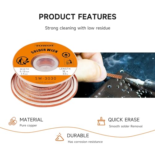 TOWOT Solder Wick, Desoldering Braid, Flux Wick, and Desoldering Wicks - Efficient and Professional Solder Removal SolutionSolution - style: 49.21ft