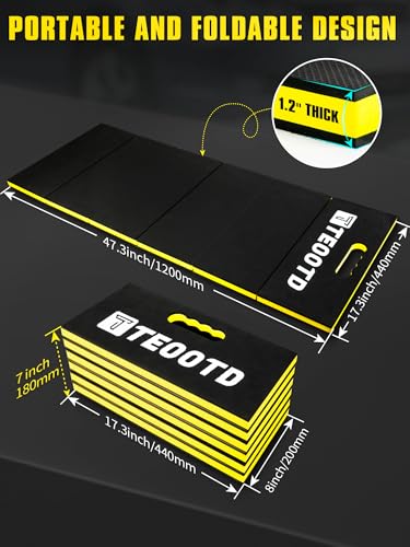 1.2" Extra Thick Foldable Mechanic Kneeling Pad with Handle & Storage Belt, 5 Fold Multi-Use Comfortable EVA Foam Cushion Mat for Workshop,Repairing,Gardening,Yardwork,Camping,Fitness,47.3x17.3x1.2"