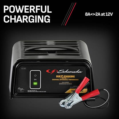 Schumacher Electric 8A Car Battery Charger and Maintainer, 3-in-1 Solution, for 6V/12V Power Sport, Automotive, and Marine Batteries, SC1363 - size: (Pack of 1)