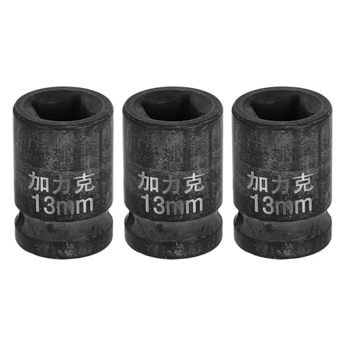 HARFINGTON 3pcs 4 Point Square Socket 1/2" Drive 13mm Metric Square Impact Socket CR-V Blackening Standard Wheel Sleeve Pneumatic Sleeve Tool for Auto Repair Mechanical Maintenance Home Use - size: 13mm