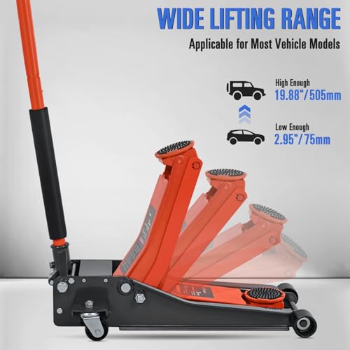 Nilight 3 Ton Floor Jack, Low Profile Car Hydraulic Jack with Dual Pistons Quick Lift, 2.95"-19.88" Lifting Range - style: Dual Pump