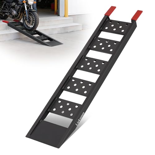 LIEKUMM 40" Heavy Duty Motorcycle Ramp, 1100 lbs Single Loading Ramp for Pickup Trucks, Metal Dirt Bike Ramp for Truck Bed, E-Bike and Scooter Use - size: 40"L(Black/1PC)