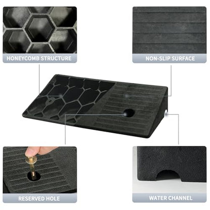 Rubber Curb Ramps for Driveway Curb Ramp 3.1 Inch Rise 2 Pack Threshold Ramp for Low Cars Ramps for Lawn Mower to Shed 7000lbs Load Capacity - size: 3.1''Height
